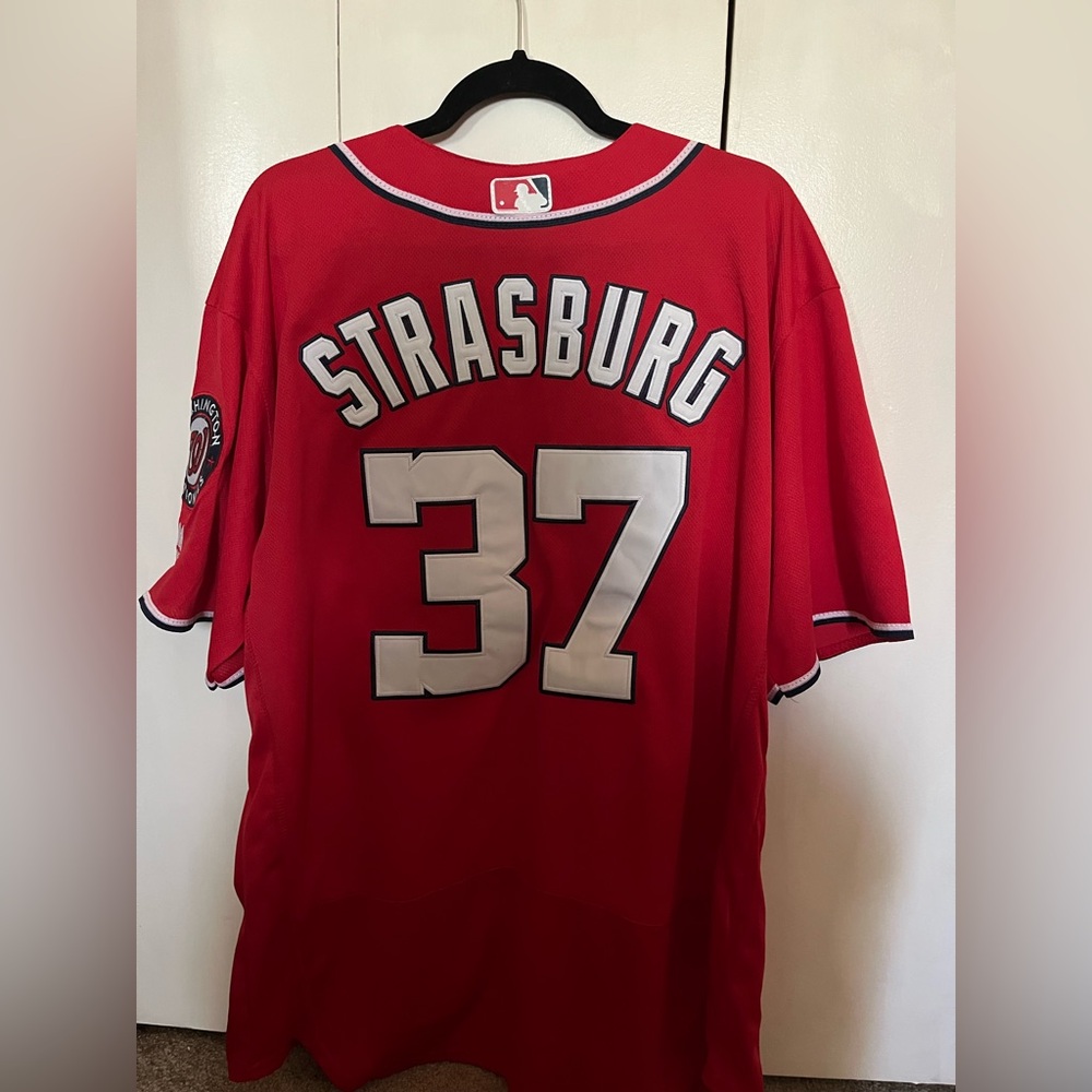Red Strasburg Baseball Jersey never worn